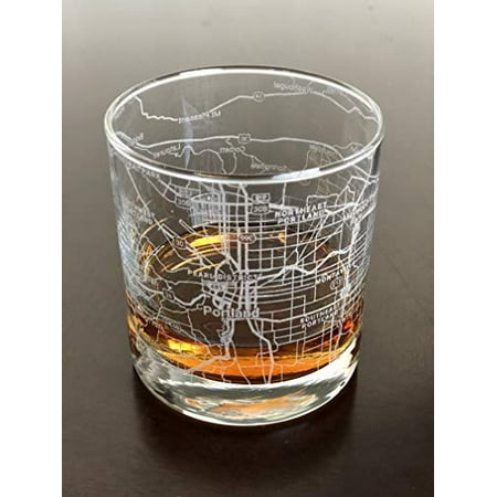 

Rocks Whiskey Old Fashioned 11oz Glass Urban City Map Portland Oregon