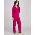 thumbnail image 3 of Moomaya Women's Cotton Jersey Pajama Set - Ultra-Soft, Button-Down Sleepwear With Notch Lapel Shirt, 3 of 8
