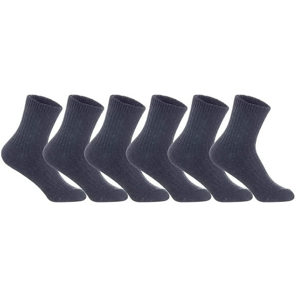 Lian LifeStyle Men's 6 Pairs Knitted Wool Blend Crew Socks LK08 Size Size 6-9 Dark Grey