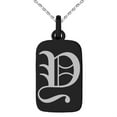 thumbnail image 1 of Stainless Steel Letter Y Initial Old English Monogram Engraved Small Rectangle Dog Tag Charm Pendant Necklace, 1 of 1