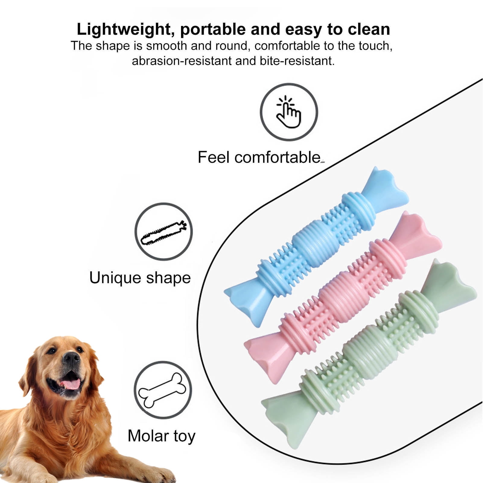 DOPI Molar Stick Toy Candy Shape Wear-resistant Reusable Puppy Teething Chew Toys Pet Gift
