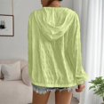 thumbnail image 4 of Women's Zip Up Hooded Jacket Textured Long Sleeve Lightweight Cardigan Casual Loose Outerwear For Beach, Casual Outings S, 4 of 4
