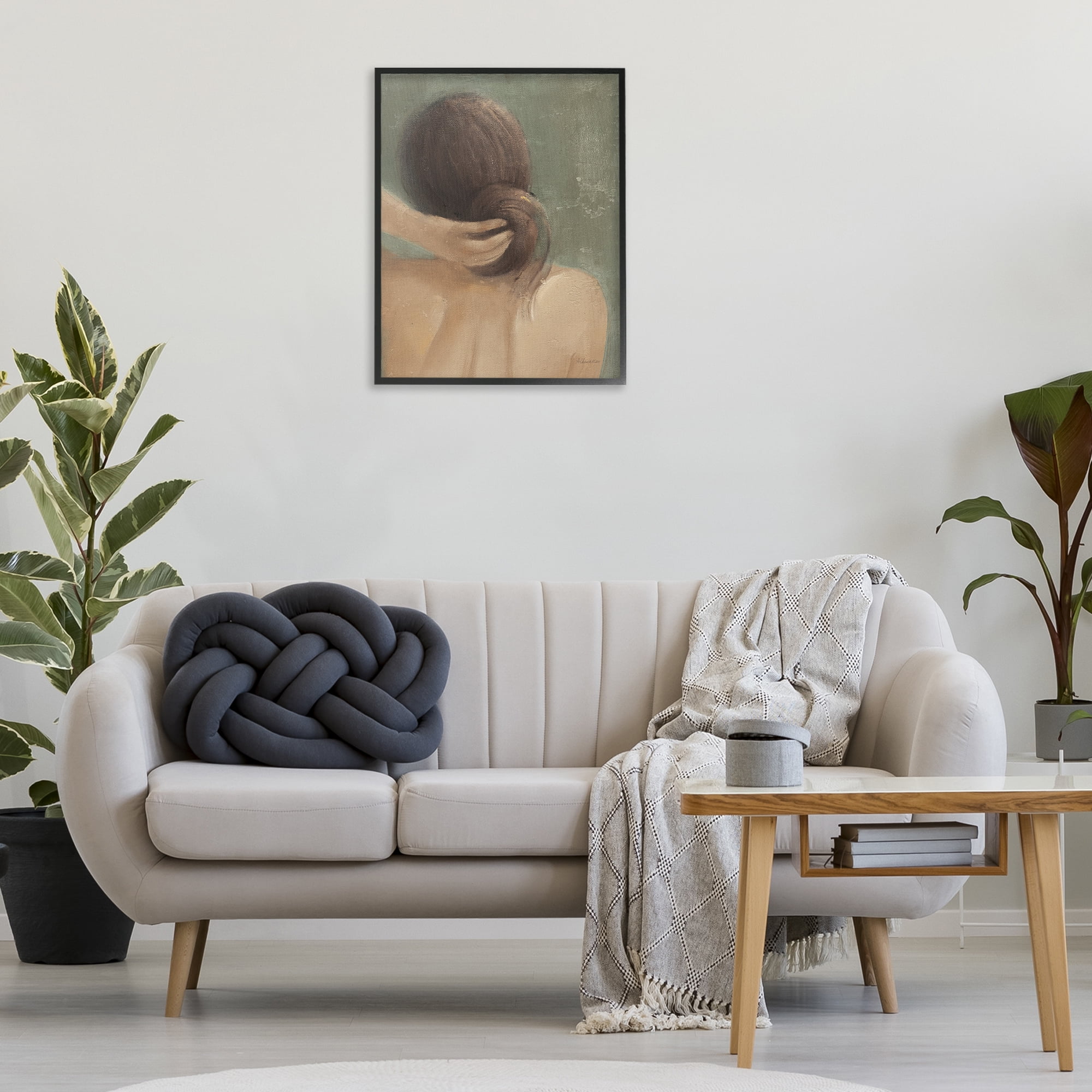 Stupell Industries Classic Brunette Woman Novelty Painting Black Framed Art Print Wall Art, 24 x 30