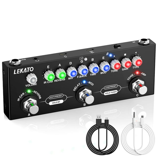 Pedal de guitarra multiefectos LEKATO con 9 modelos AMP