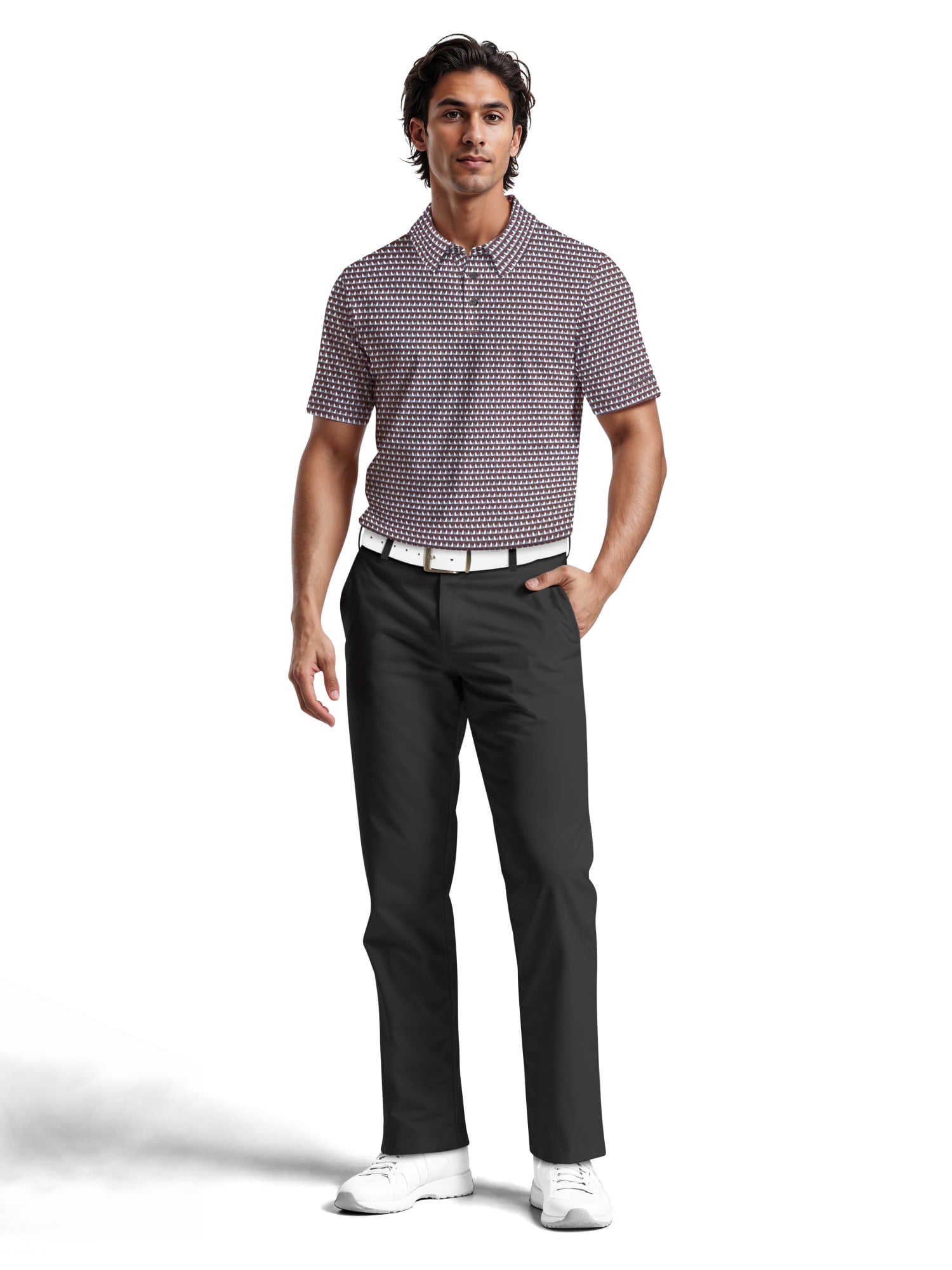 Ben Hogan Men's & Big Men's Performance Large Geometric Short Sleeve Polo Shirt, Sizes S-5XL