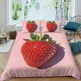 thumbnail image 2 of Strawberry Comforter Cover Set Children Adult Cute Fruit Dessert Bedding Cover Set Bed Gift,Full (80"x90"), 2 of 5