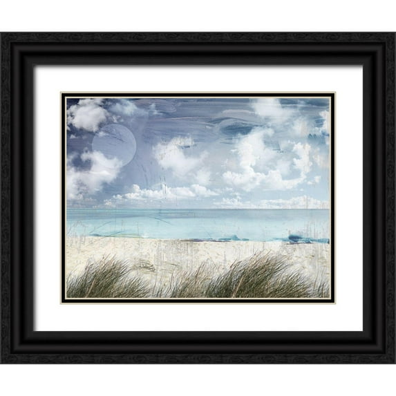 Sommers, Mindy 32x25 Black Ornate Wood Framed with Double Matting Museum Art Print Titled - Cloudy Beach
