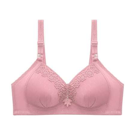 

YWDJ Maternity Bras for Breastfeeding Women Side Retraction No Steel Ring Underwear Strap Type Thin Mould Cup Breathable Bra Pink XL