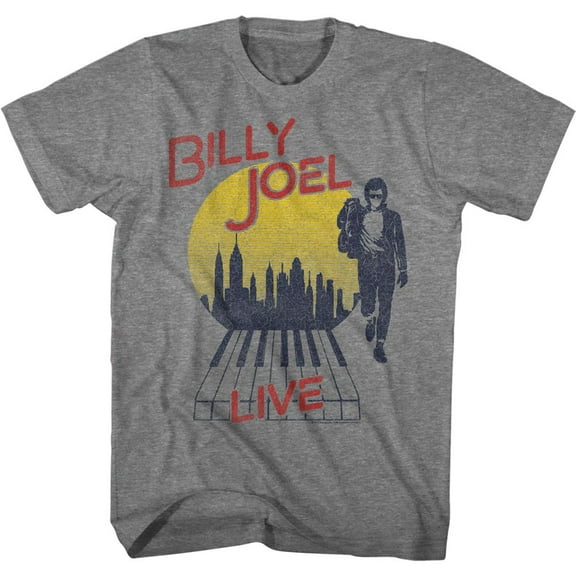 Billy Joel B Joel Live City Graphite Heather Adult T-Shirt 4Xl