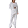 thumbnail image 1 of FOCUSNORM Women Cotton Maternity Sweatshirt Loose Solid Color Crew Neck Long Sleeve Side Zipper Pullover Tops for Fall Winter, 1 of 9