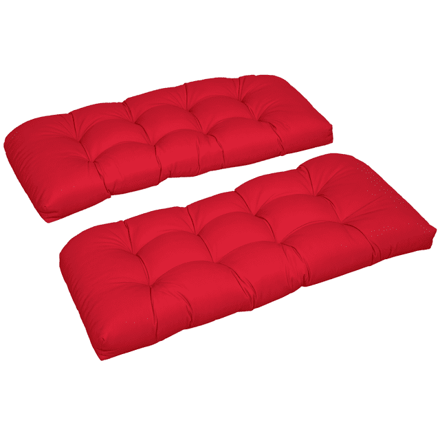 Outsunny Coussins de Banc de Patio 2 Pcs Coussin de Causeuse d'Extérieur 2 Places Rouge