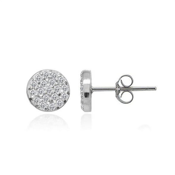 STERLING SILVER CZ DISC STUD EARRINGS