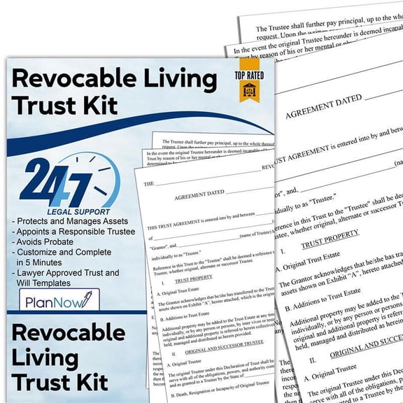 PlanNow Revocable Living Trust Kit for Individuals -Do It Yourself Revocable Trust Forms to Protect Family, Assets & Yourself - Cost-effective with Easy Step-by-Step Instructions - Attorney-Approved