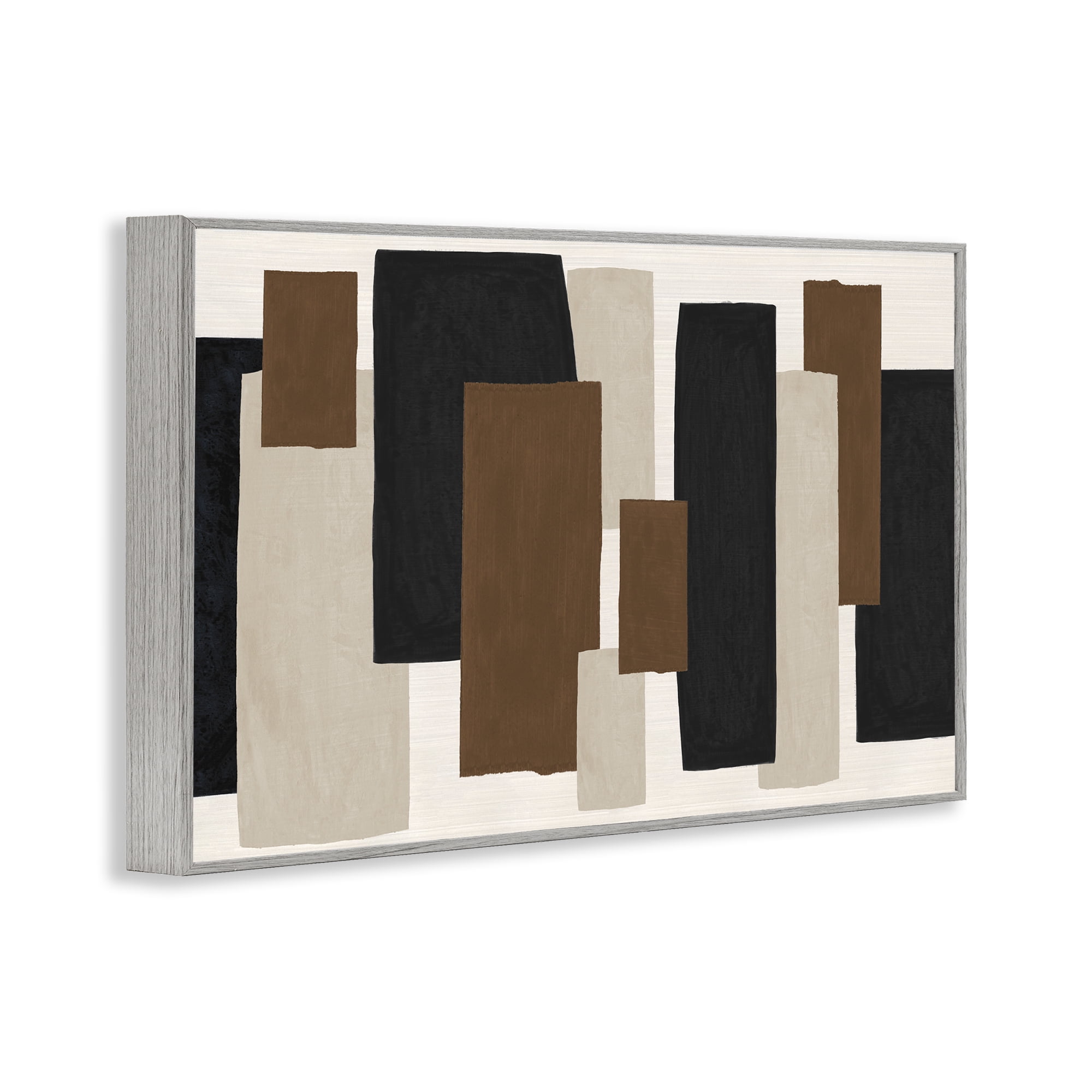 Stupell Industries Minimal Vertical Blocks in Earth Tones Gray Framed Giclee Art, design by Janet Tava