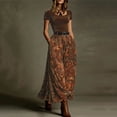 thumbnail image 4 of Warop Plus Size Paisley Print Maxi Skirt for Women Belted Boho High Waist Long Skirt Summer Vacation Swing Dress, 4 of 8