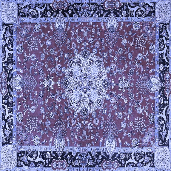 Ahgly Company Machine Washable Indoor Square Persian Blue Traditional Area Rugs, 7' Square