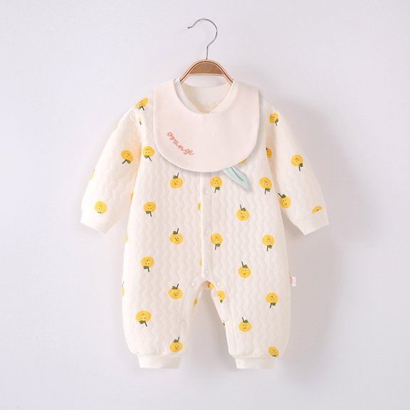 Yidarton Fall/winter New Children's Clothing Baby Warm Jumpsuit Newborn Ha Clothes Baby Newborn Boneless Clip Silk Climbing Clothing Yellow 73cm