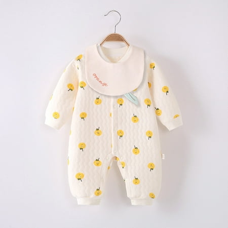 

Yidarton Fall/winter New Children s Clothing Baby Warm Jumpsuit Newborn Ha Clothes Baby Newborn Boneless Clip Silk Climbing Clothing Yellow 73cm