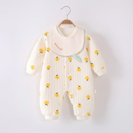 

Yidarton Fall/winter New Children s Clothing Baby Warm Jumpsuit Newborn Ha Clothes Baby Newborn Boneless Clip Silk Climbing Clothing Yellow 73cm