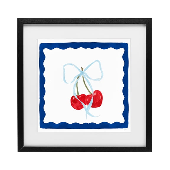 Stupell Industries Cottage Summer Bordered Cherries Black Framed Print Under Glass, 13 x 13, by Lucille Price