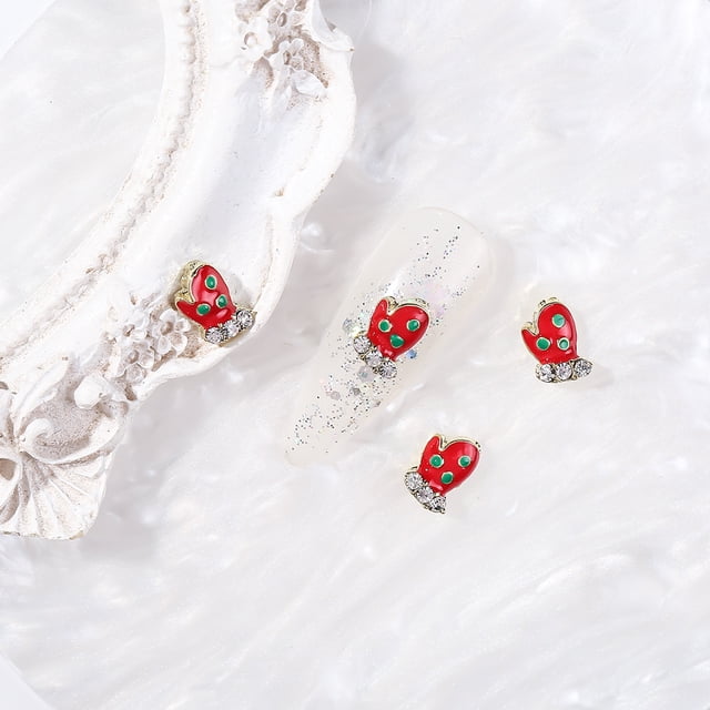 Mini alce de muñeco de nieve de Papá Noel, joyería de aleación para manicura navideña, lindas joyas de manicura de dibujos animados