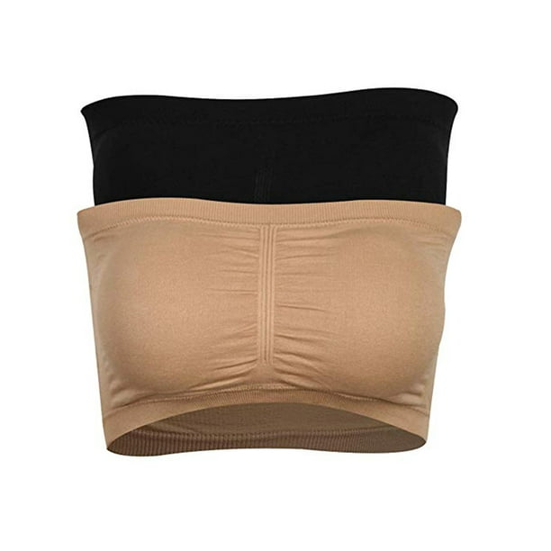 SAYFUT Women's Plus Size Bandeau Bra, Strapless Bras Basic Seamless  Stretchy Bandeau Bra Crop Bandeau Strapless Brarette Chest Wrap S-3XL 