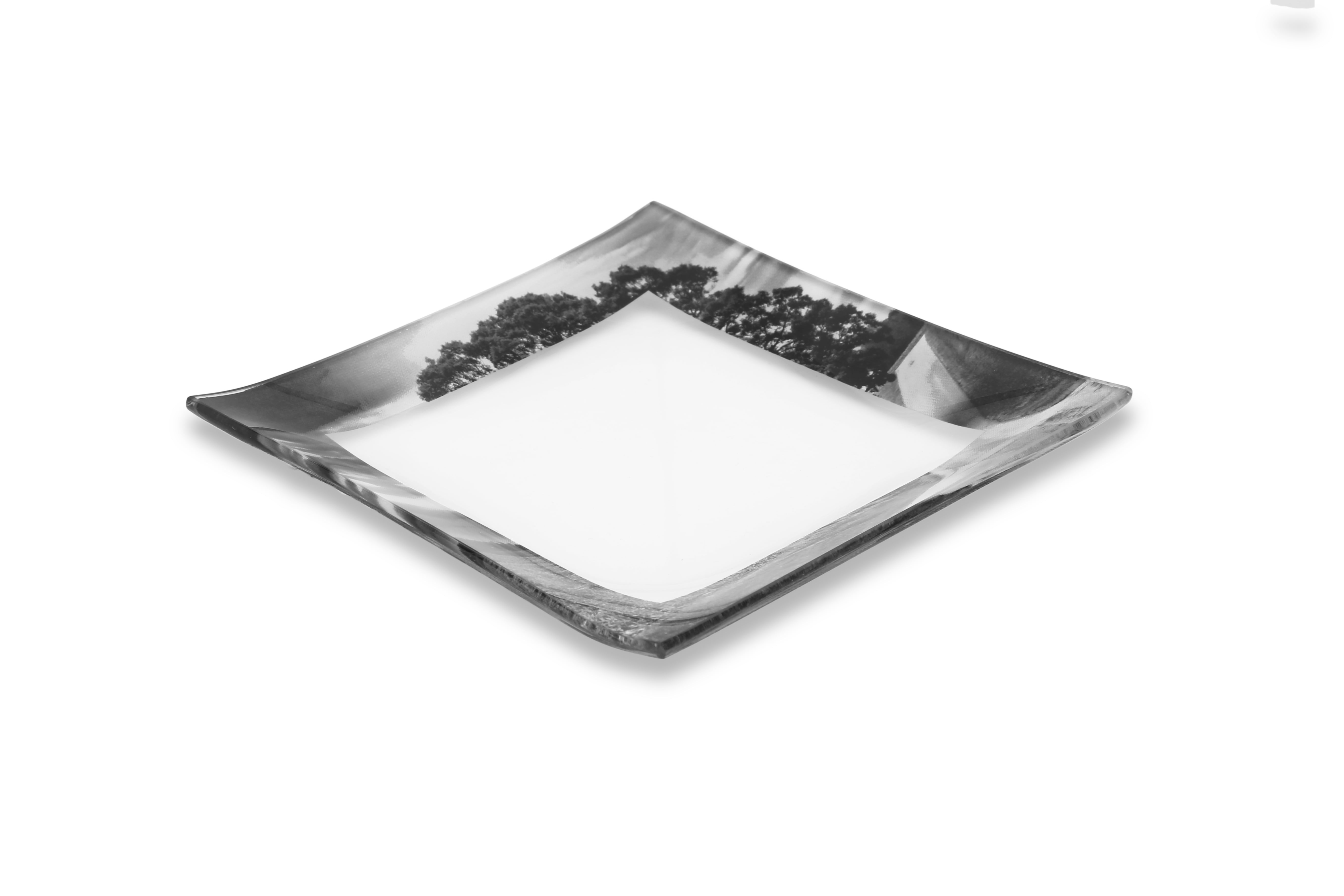 GAC Unique Landscape Design Square Tempered Glass Dessert Plates 6