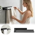 thumbnail image 2 of Wall Mounted No Drilling Stainless Steel Double Bar Towel Rack for Bathroom Storage and Organization, 2 of 7