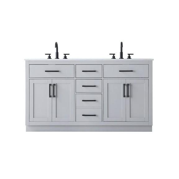 Elegant Kitchen and Bath Alden 60 Inch Double Bathroom Vanity In Grey