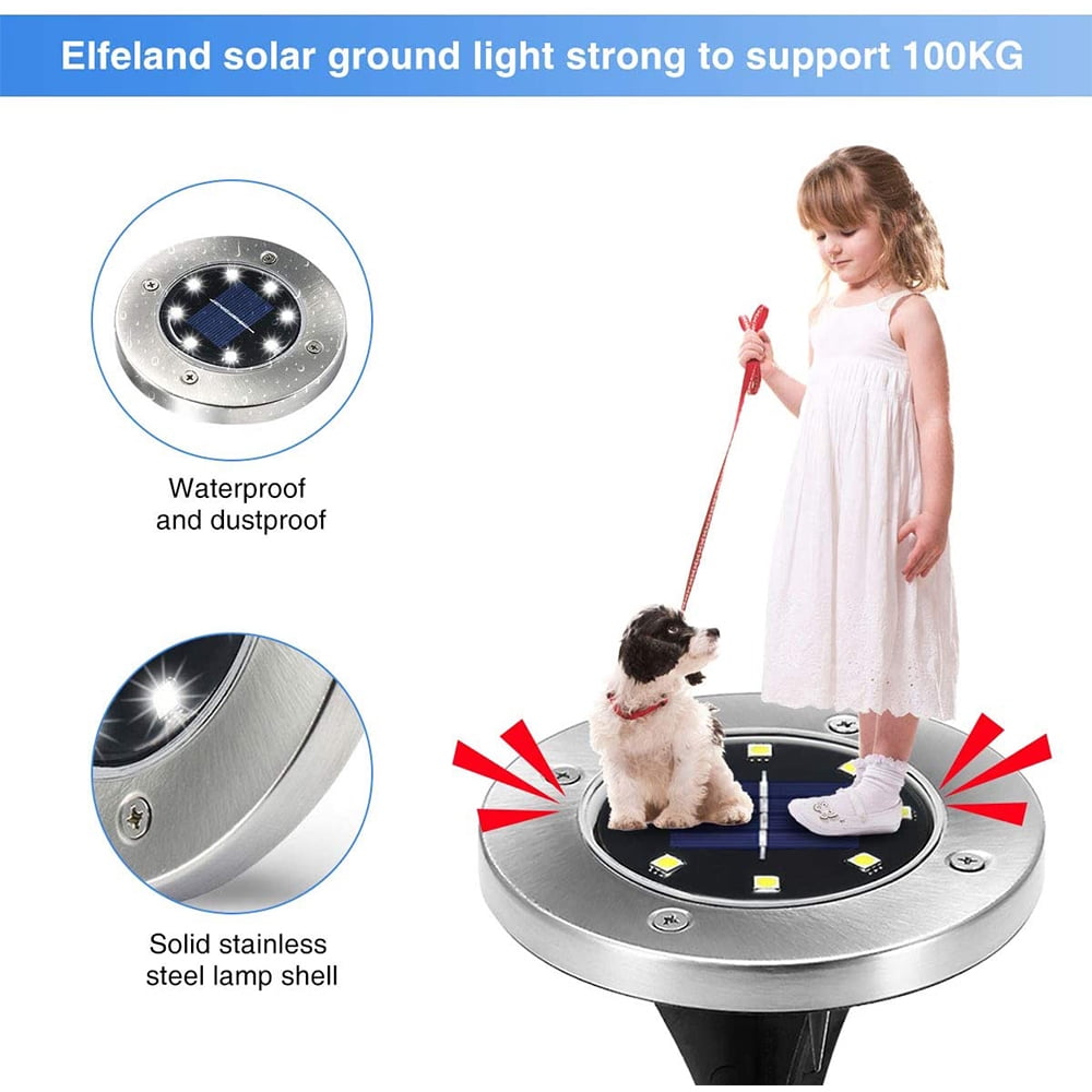 12 Pack Solar Lights Outdoor, Disk Lights Solar Powered, Outdoor in-ground Solar Lights for Landscape, Walkway, Lawn, Steps Decks, Pathway Yard Stairs Fences, LED lamp, Waterproof(White)
