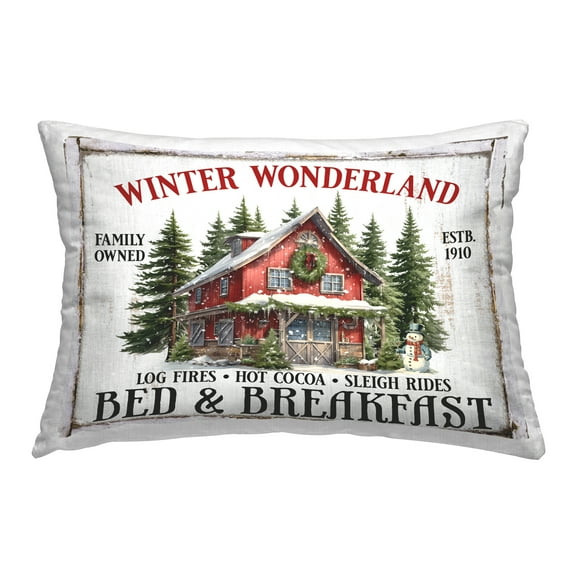 Stupell Industries Winter Bed & Breakfast Decorative Printed Throw Pillow, 14 x 20