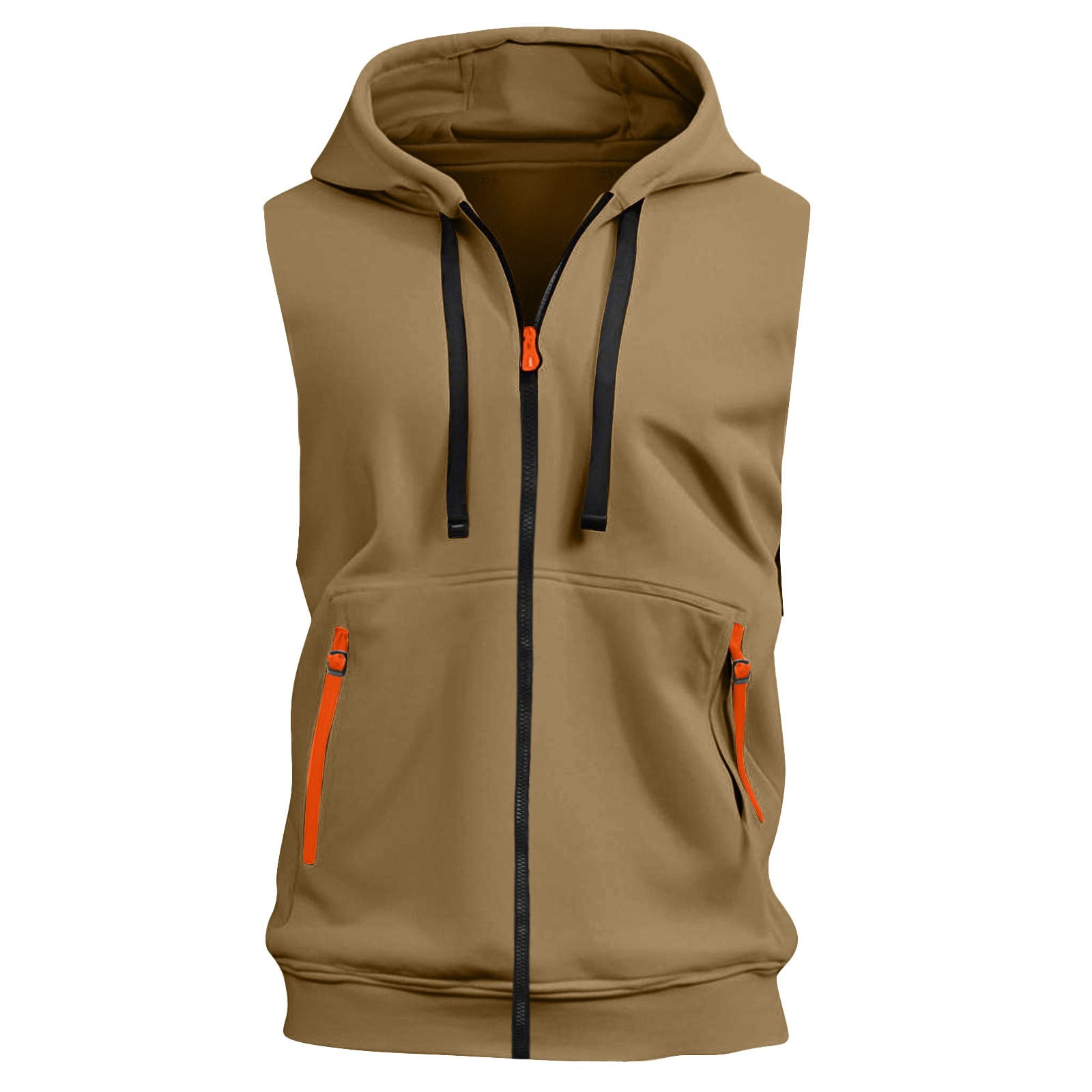 Evdexr Sleeveless Hoodies Men Zip Up Tank Tops Hooded Drawstrings