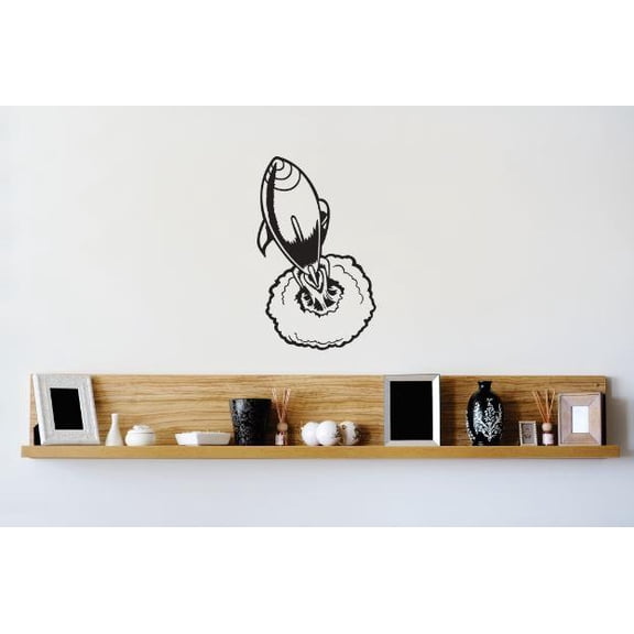 Vinyl Wall Decal Sticker : Rocketship Image Bedroom Bathroom Living Room Picture Art Peel & Stick Mural Size: 16 Inches X 24 Inches - 22 Colors Available