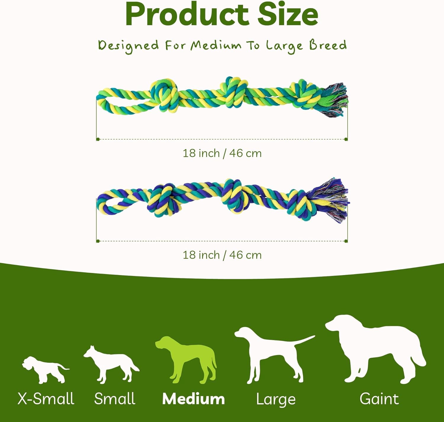 Dog Rope Toy for Medium Dogs, 2 Pack Heavy Duty Dog Chew Toys for Aggressive Chewers, Interactive Tug of War Dog Toys for Medium to Large Breed