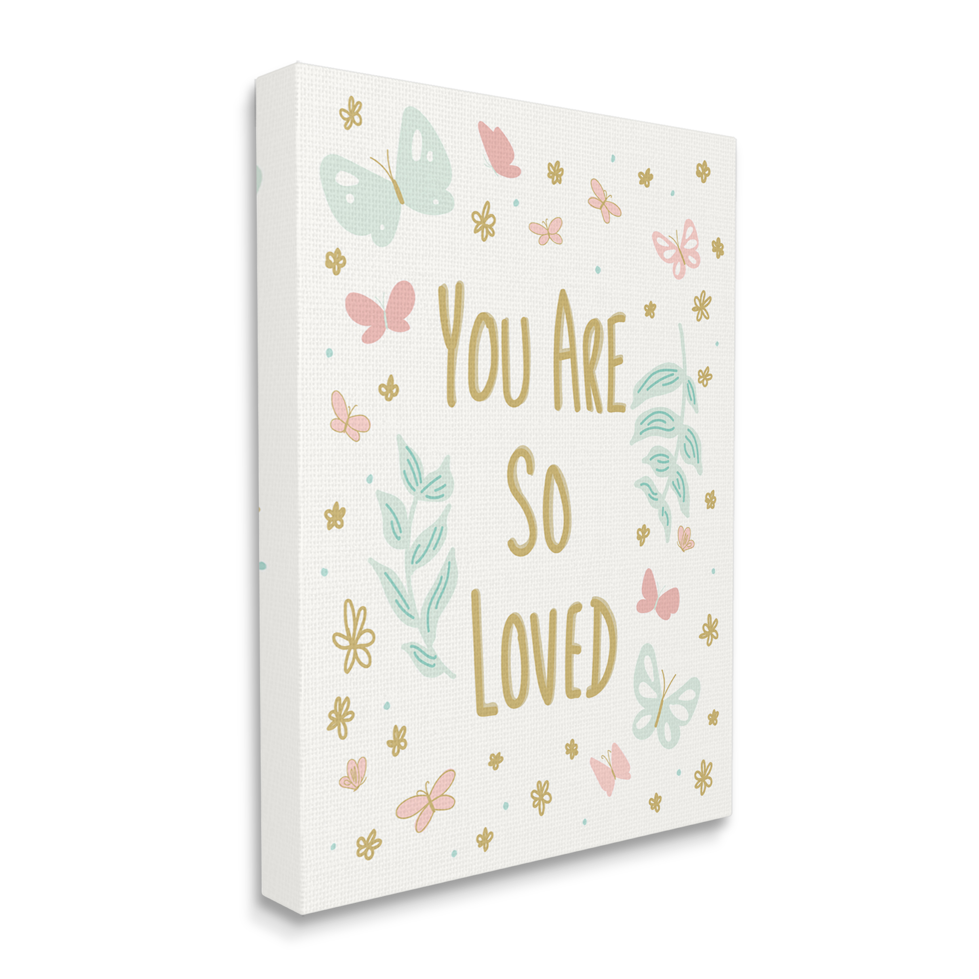 Stupell Industries You Are So Loved Varied Botanicals Butterflies Motif Graphic Art Gallery Wrapped Canvas Print Wall Art, Design by Sweet Melody Designs