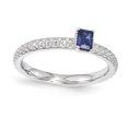 thumbnail image 1 of Bague en Argent Sterling Stackable Expressions Saphir Créé Pierre Unique Taille 5, 1 of 3