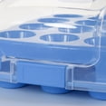 thumbnail image 3 of Blue Cupcake Holder Carries 24 Standard-Size Cupcakes- Muffin Traveler Two Tier Stand Reusable Cupcake Box, 3 of 5