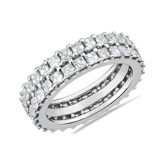 2.00 Ct Excellent Asscher Cut Genuine Diamond Sparkle Engagement Eternity Band for Ladies Solid 14K White Gold Size 7