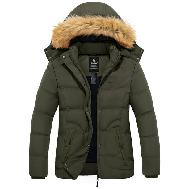 Wantdo Women's Quilted Winter Puffer Coat Warm Jacket with Hood Army ...