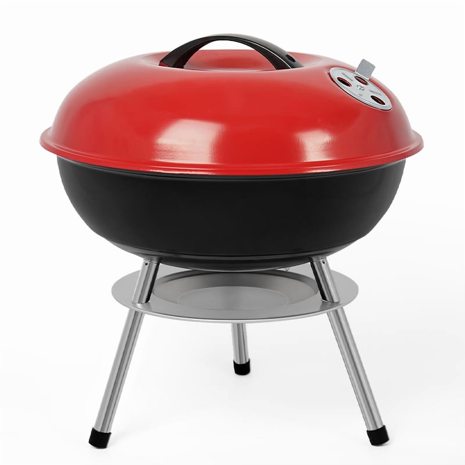 Waaoon-14 Inch Portable Charcoal Grills For Outdoor Camping & BBQ Picnic,Red