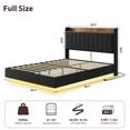 thumbnail image 2 of BeesClover Floating Bed Frame with Upholstered Storage Headboard, Platform Bed Frame with Charging Station & LED Lights, Linen Fabric, No Box Spring Needed, Easy Assembly, 2 of 7