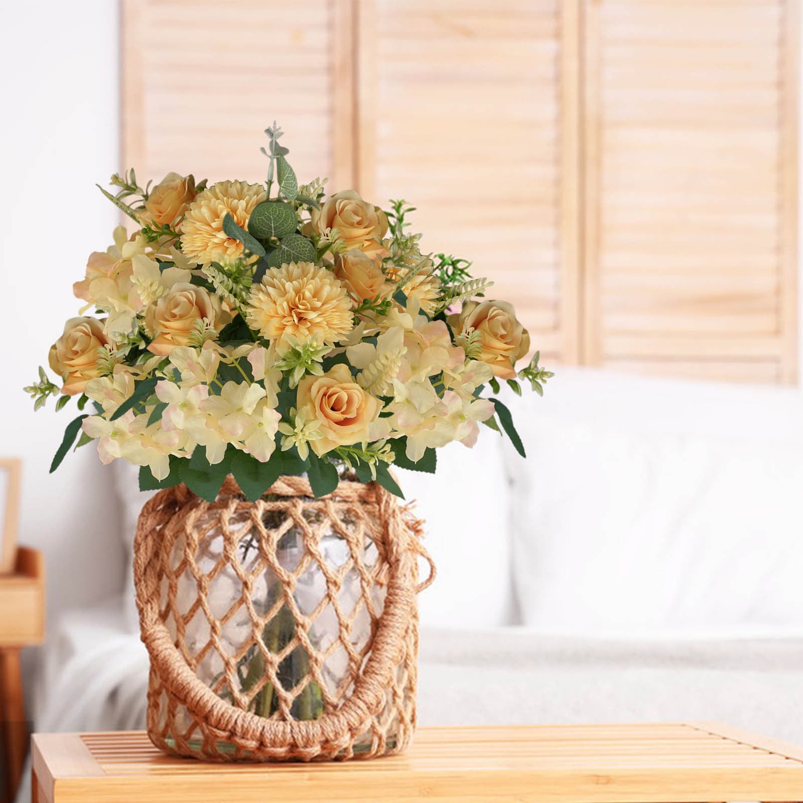 Silk Artificial Flowers for Outdoors, Simulated Fake Flowers in Vase, Artificial Flowers with Stem for Home Wedding Party Holiday Decorations(Yellow)
