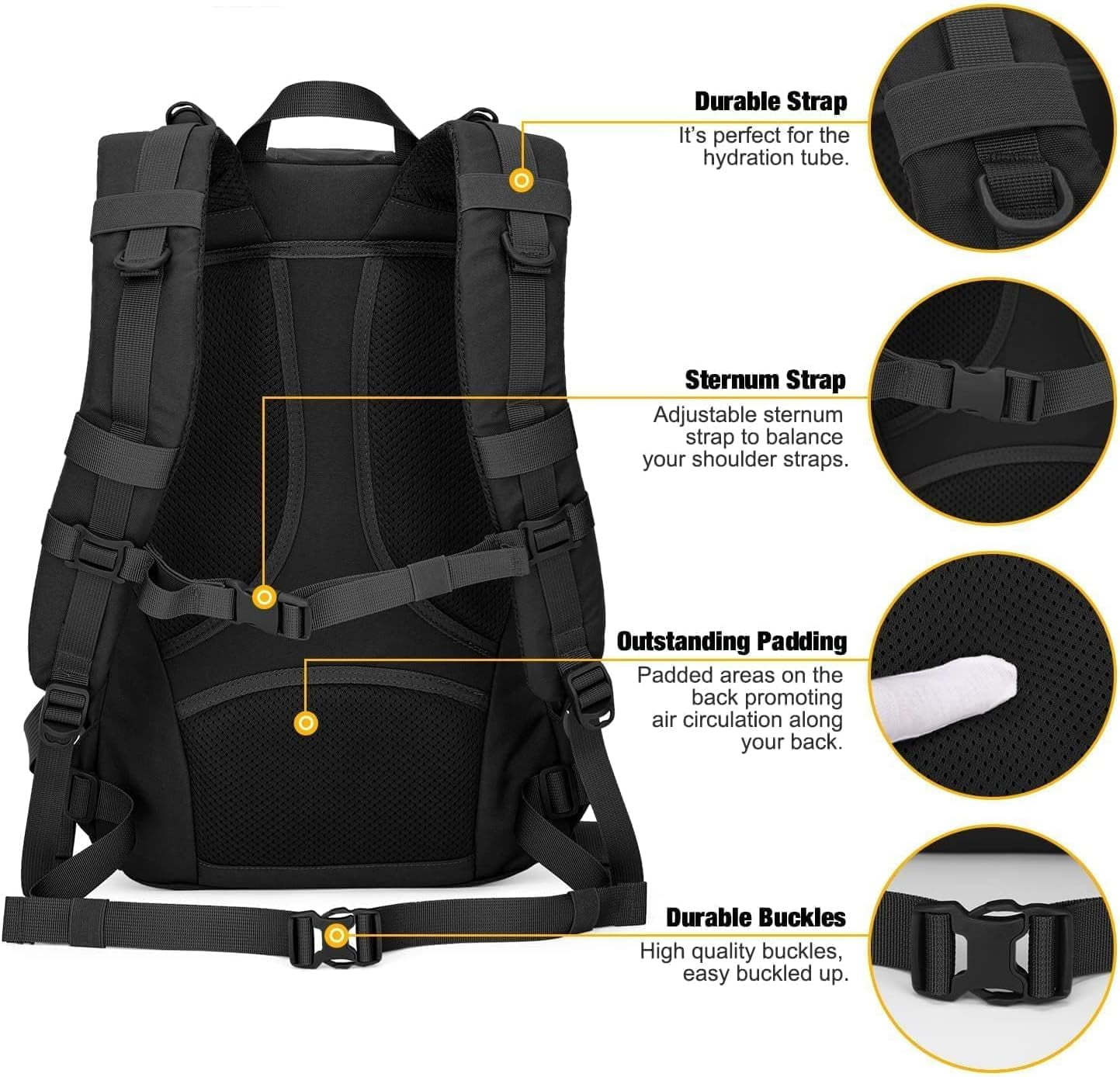 25L Tactical Backpack for Men, Molle Daypack Bug Out Bag for Hiking, Camping, and Commuting, Water-Resistant Military Style Rucksack