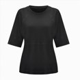 thumbnail image 3 of Towmus Women's Summer Casual Scooped Neck Batwing Half Sleeve T-Shirts Solid Color Loose Fit Cute Basic Flowy Tops Tees, 3 of 6