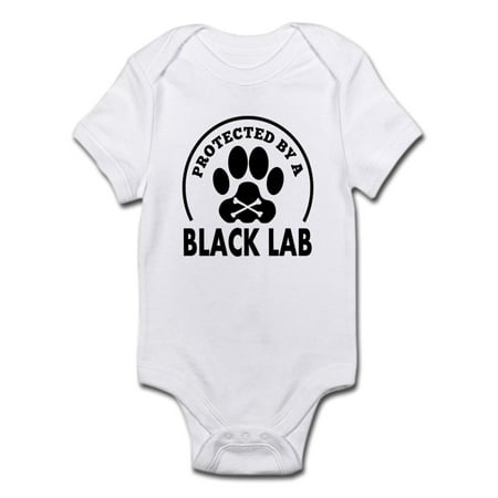 

CafePress - Protected By A Black Lab Body Suit - Baby Light Bodysuit