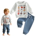 thumbnail image 2 of larppty Toddler Baby Boy Fall Clothes Long Sleeve Crewneck Sweatshirt Top Casual Pants Set Cute Infant Winter Outfits (Grey,6-12 Months), 2 of 7