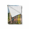 thumbnail image 2 of Vernazza Soft Flannel Fleece Throw Blanket, Panoramic View of Italian Village Houses Boat and Historic Buildings, Cozy Plush for Indoor and Outdoor Use, 50" x 60", Multicolor, by Ambesonne, 2 of 6