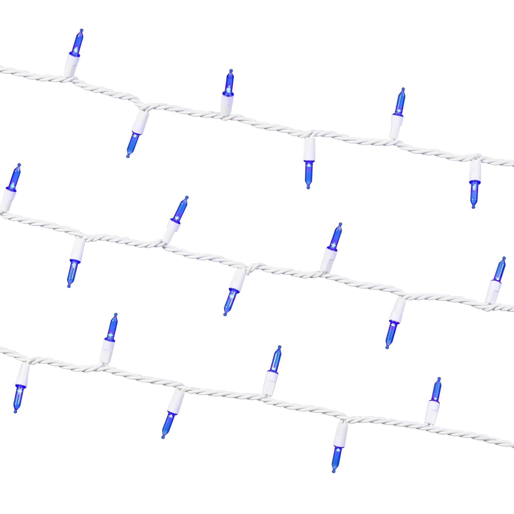 Indoor/Outdoor 100-Count LED Mini Christmas String Lights, Blue, White Wire, 19.5', by Holiday Time