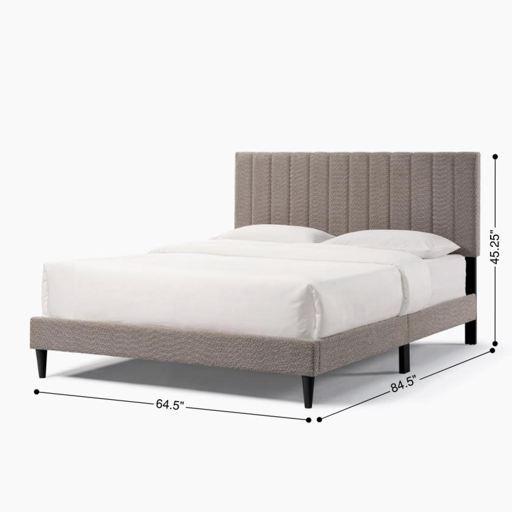 Queen Size Bed Frame, Upholstered Platform Bed Frame with with Tufted Headboard, Gray