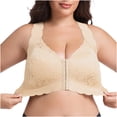 thumbnail image 6 of Riecok Womens Lace Front Closure Bras Plus Size Wireless Push Up Bralette Full Coverage Soft Everyday Bra Khaki L, 6 of 7